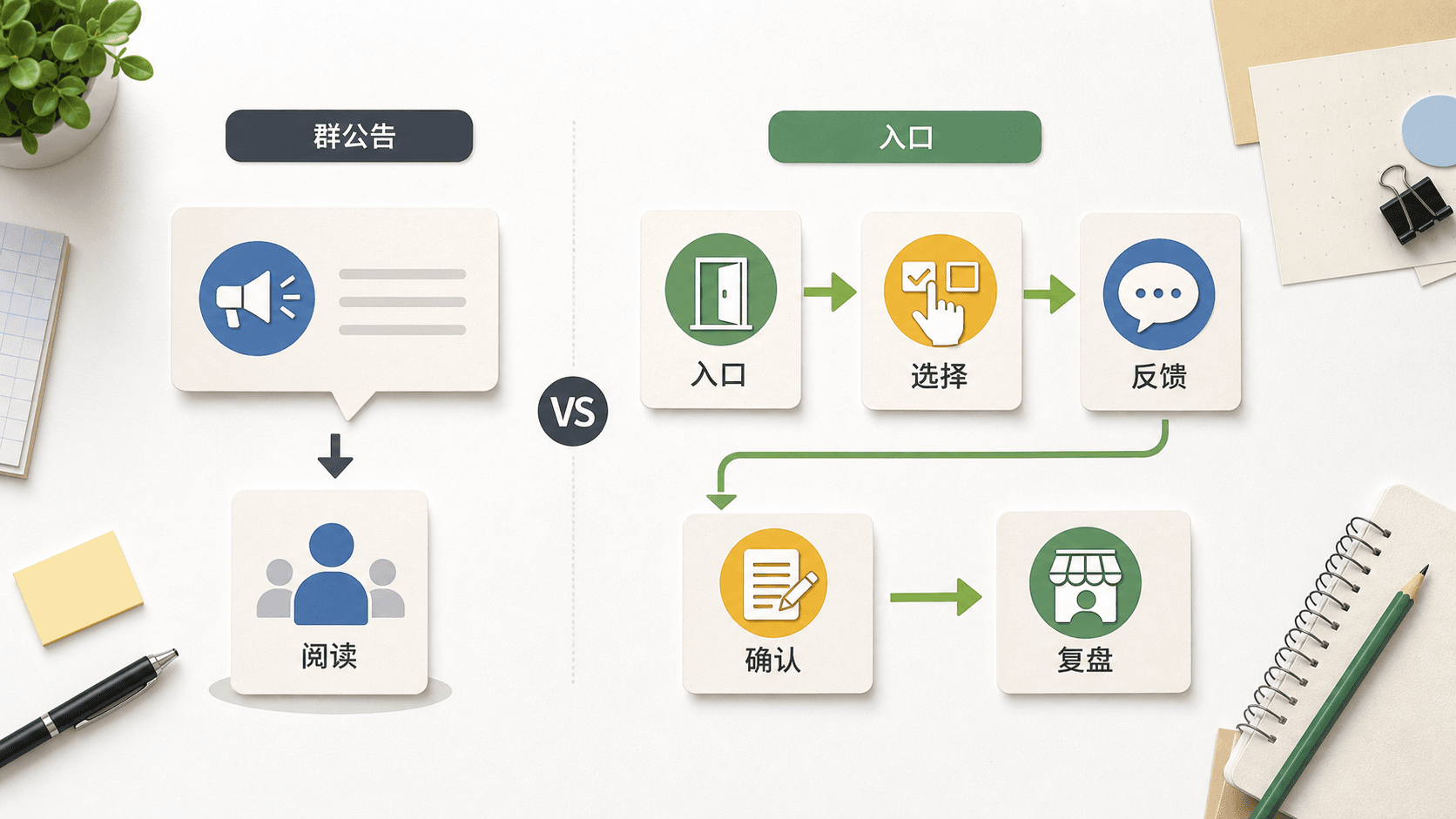 会员群公告和互动入口的流程区别