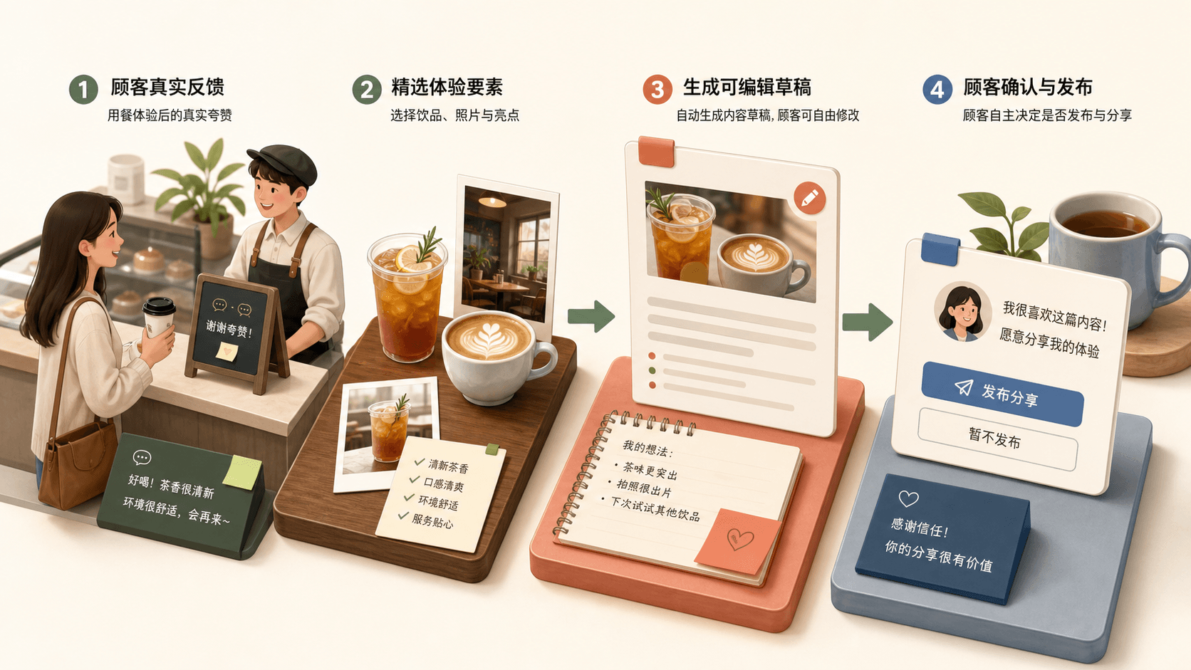 顾客真实反馈到可发布内容草稿的流程