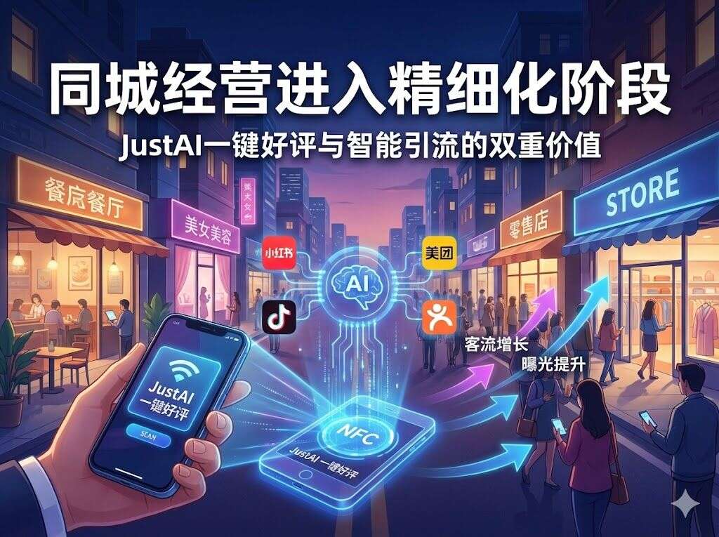 同城经营进入精细化阶段:JustAI 一键好评与智能引流的双重价值