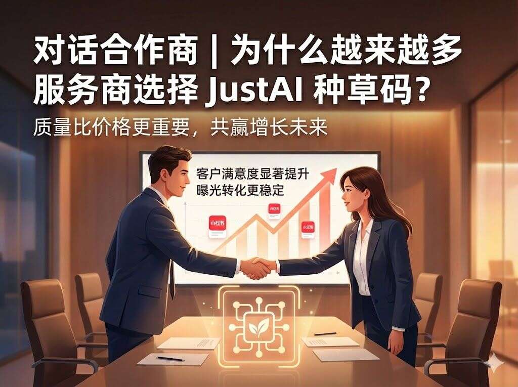 对话合作商|为什么越来越多服务商选择 JustAI 种草码?