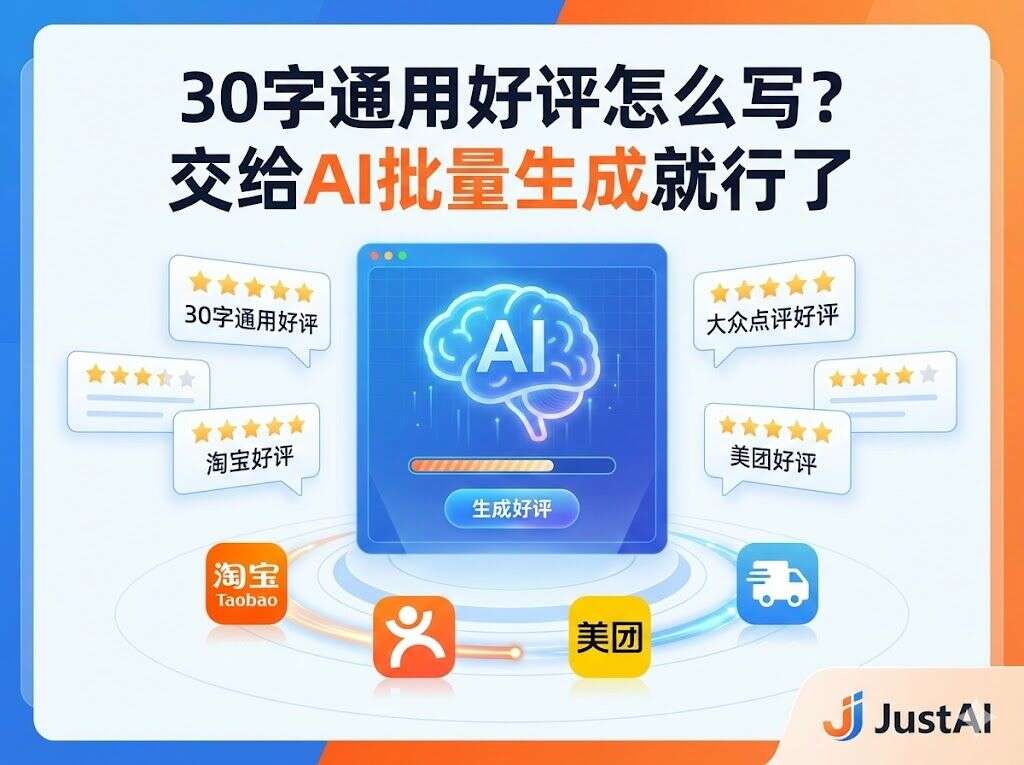 30 字通用好评怎么写？淘宝 / 大众点评 / 美团统一格式？交给 AI 批量生成就行了