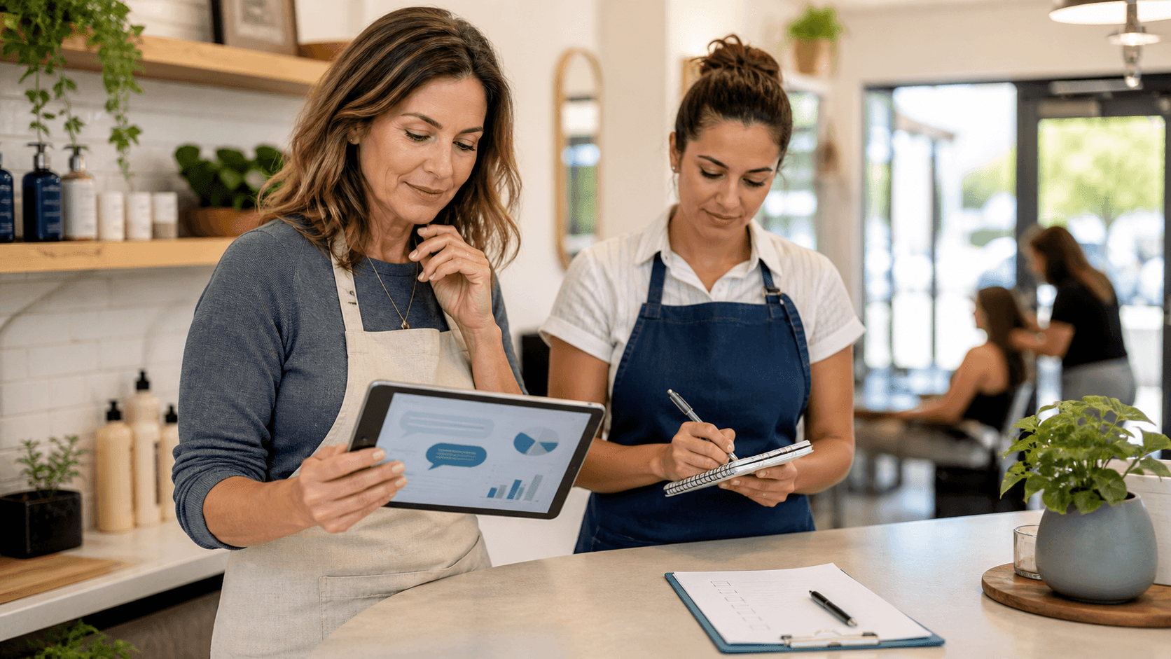 A local business team reviews unhappy customer feedback calmly before deciding how to respond.