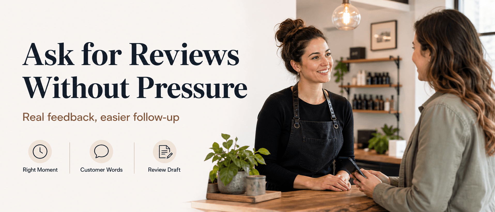 A local business owner asking for a review without pressure