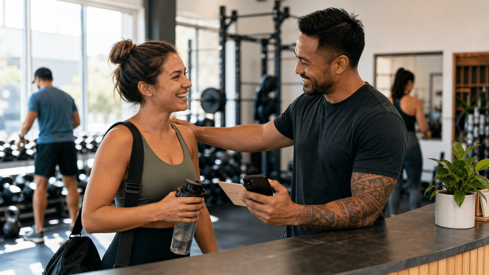 Gym member milestone moment after a workout